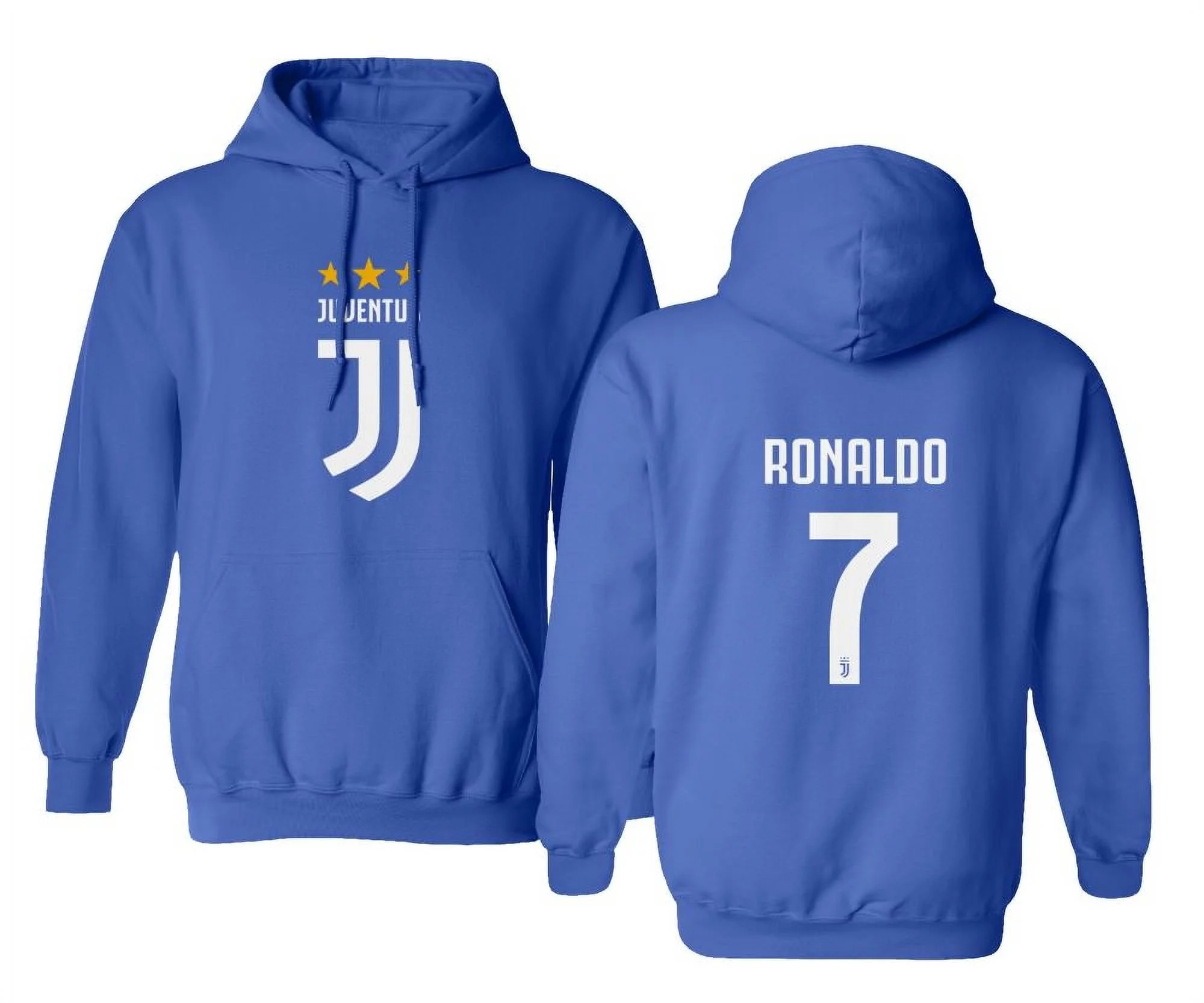 Soccer Shirt #7 Ronaldo CR7 Cristiano Juve Boys Girls Youth Hooded Sweatshirt (Royal, Youth Small)