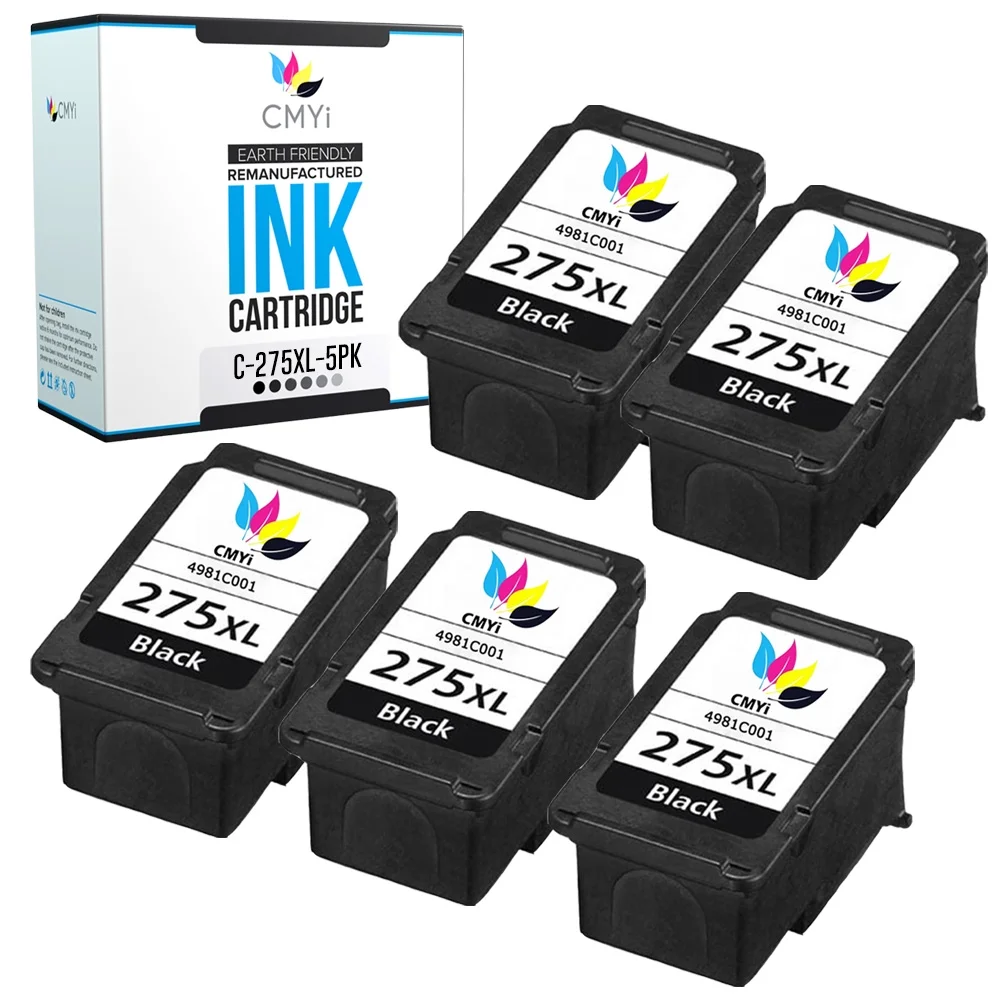 CMYi Ink Cartridge Replacement for  Canon PG-275XL (5-Pack: Black)