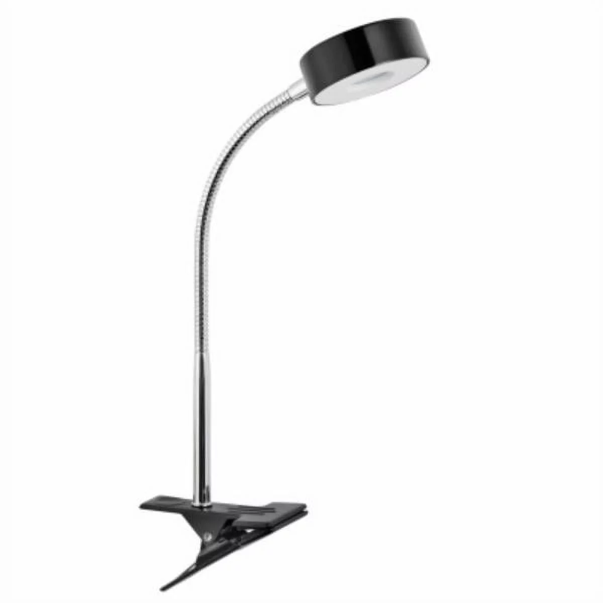 Globe Electric 12648 Integrated LED Clip Lamp, Chrome Gooseneck, 5W, Gloss Black, Each