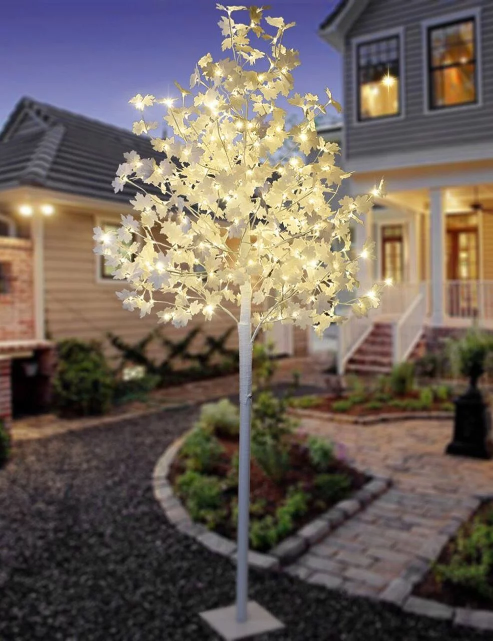 Lightshare 6 ft. White Maple Tree with LED Lights, With Remote Control for Warm White, Clear White Light and Mixed Lights Colors
