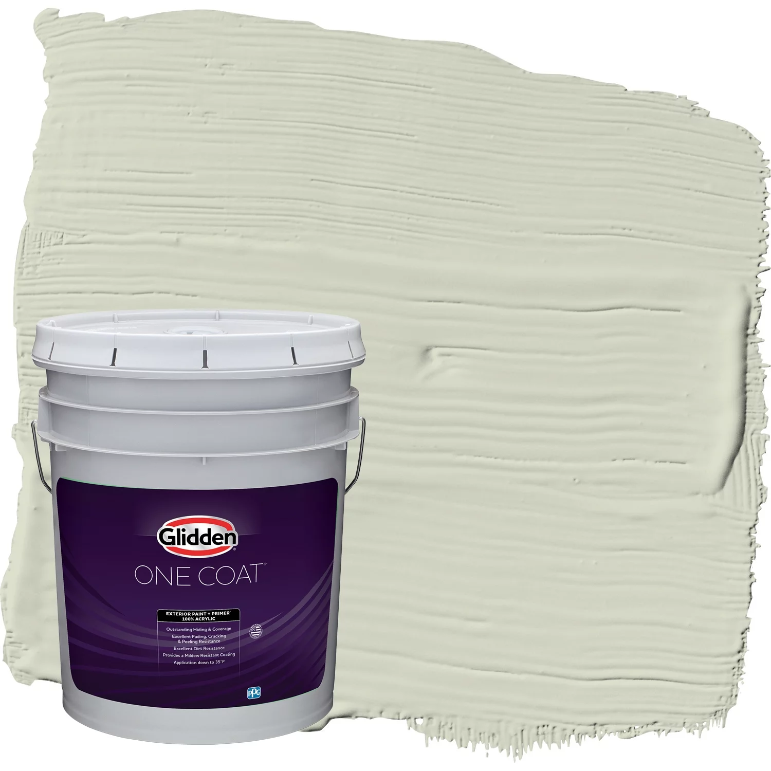 Glidden One Coat Exterior Paint + Primer White Sage / Green, Flat, 5 Gallons