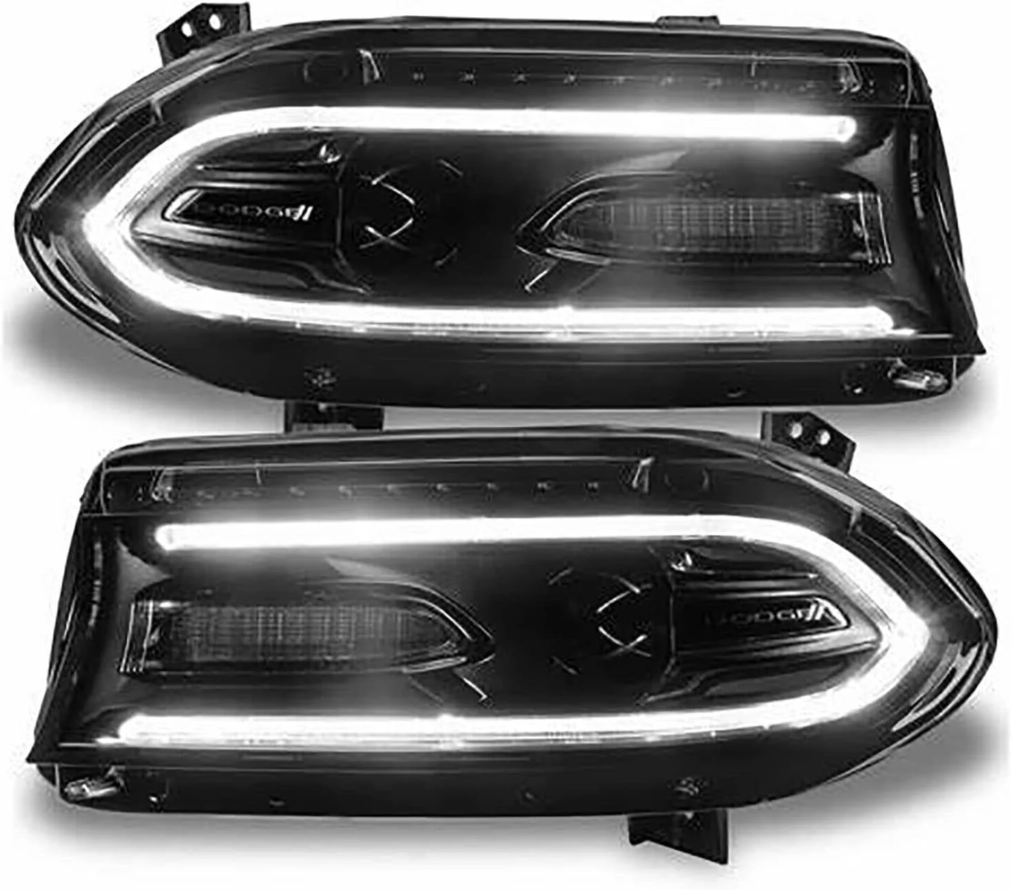 DENEST Passenger&Driver Side Replacement Headlight Assembly Compatible with Charger 2015 2016 2017 2018 2019 2020 , 1 Pair Left+Right Halogen Headlights Clear lens (LH+RH)