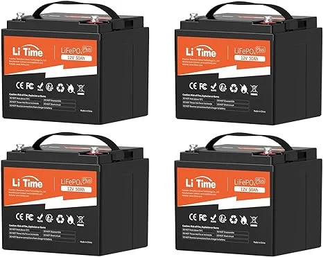 LiTime 12V 50Ah Plus LiFePO4 Lithium Battery, Ideal Replacement for AGM Battery, 50A BMS, 4000+ Cycles, Output Power 640W, Perfect forRV, Boat, Camping(4 Packs)