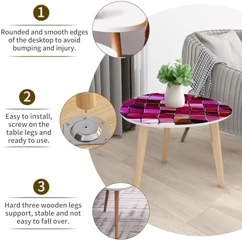 TQJKLFDY Small Coffee Nesting  Abstract Stained Glass Mosaic Violet Circles Triangle End  Center   Modern   Room Bedroom Balcony