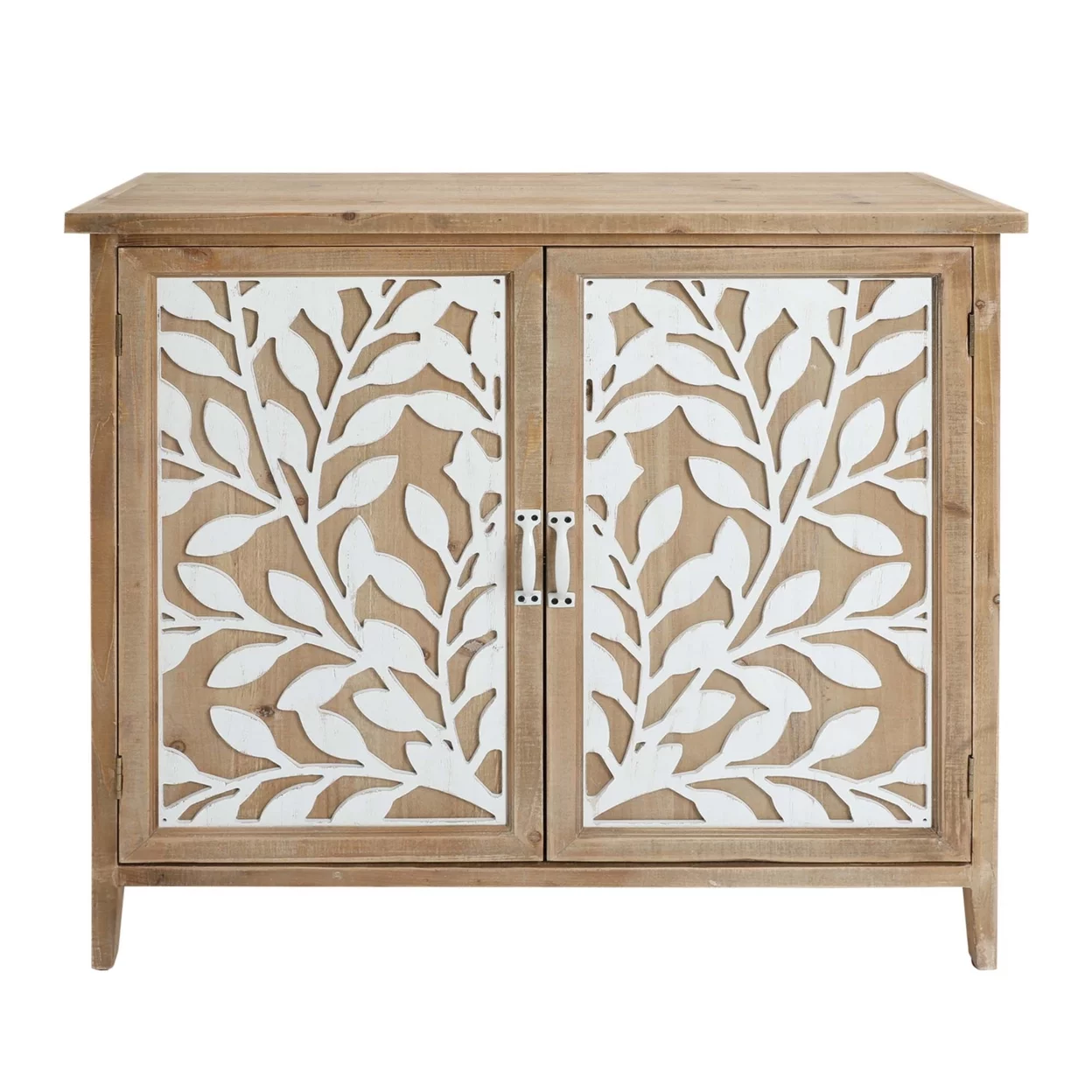 34 Inch Wood Console Buffet Cabinet Sideboard Table with Mirror Motifs,Saltoro Sherpi
