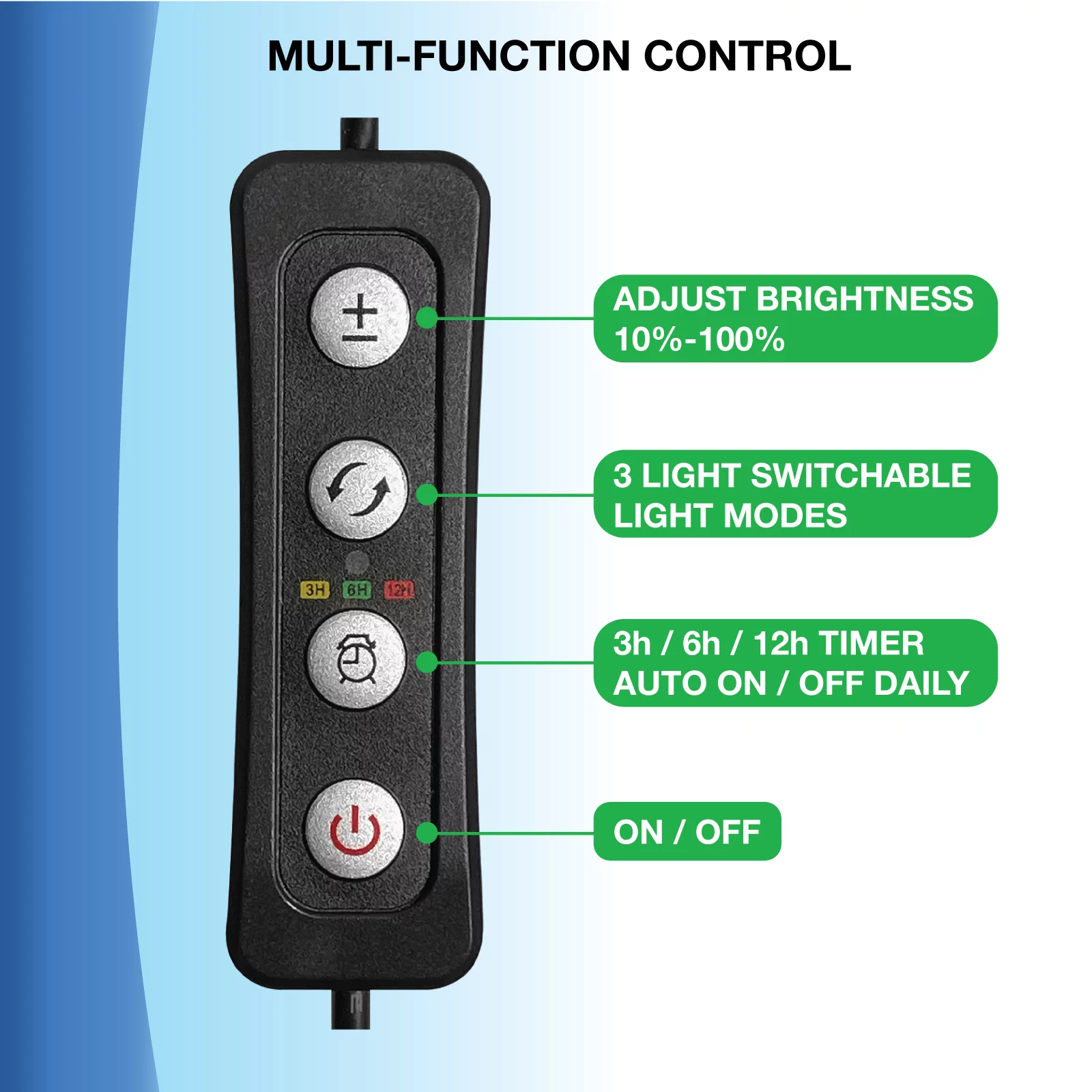 Qube 9W Full Spectrum Aquarium Light with Aluminum Alloy Shell Extendable Brackets, Red, White & Blue LEDs, External Remote, Fits most fish tanks