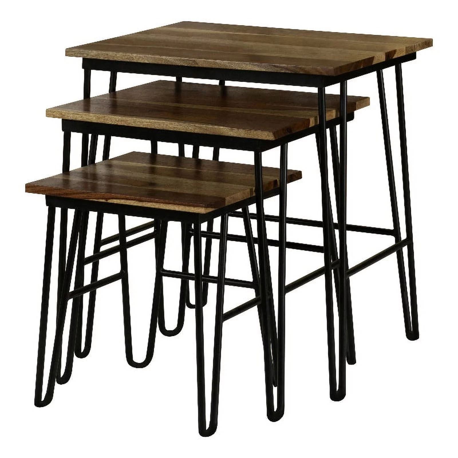 Nayeli 3-piece Nesting Table with Hairpin Legs Natural and Black