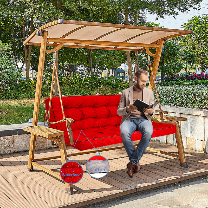 Porch Swing Cushions 55in, Swing Cushions 3 Seater Replacement with Backrest, Thicken 4