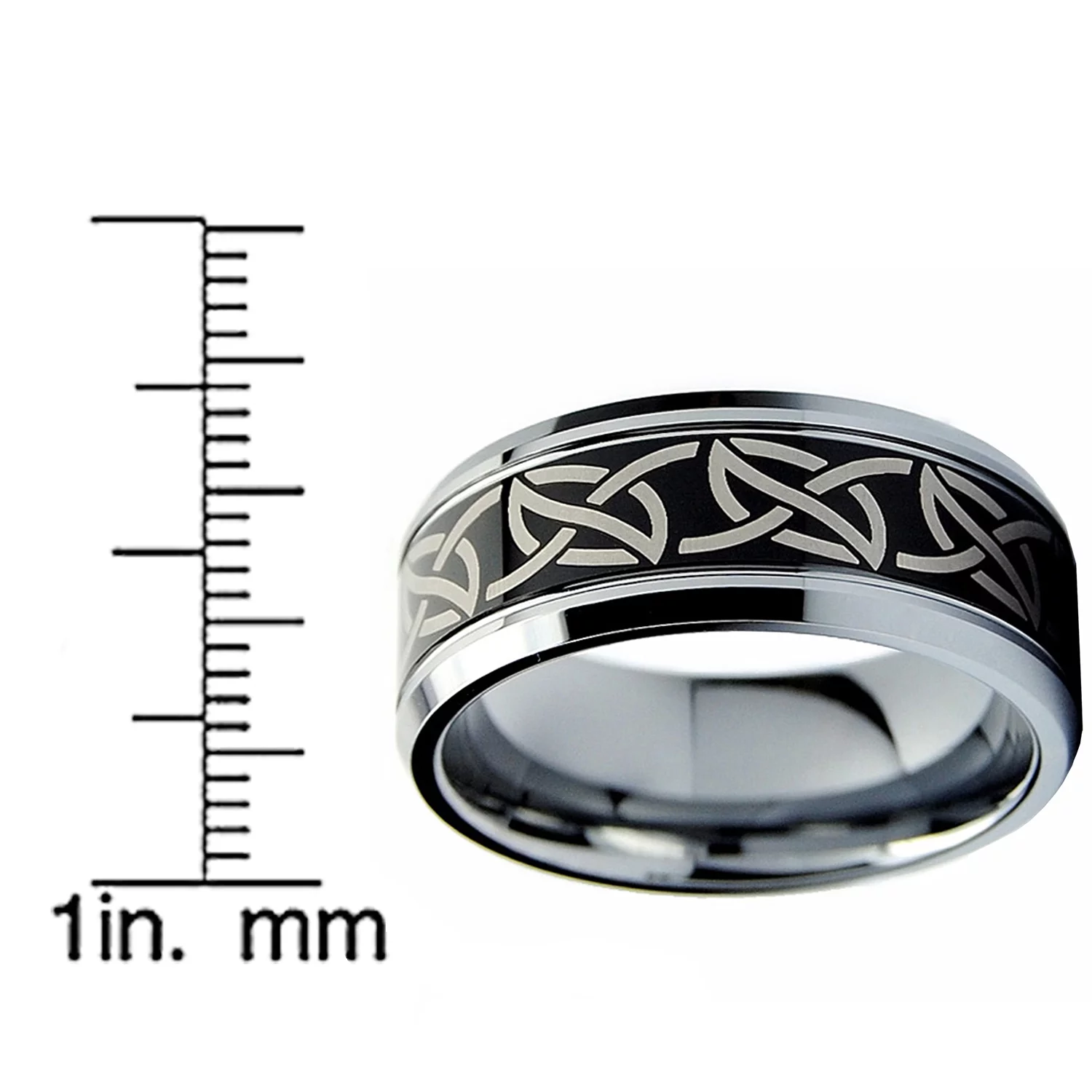 Metal Masters 9MM Men's Black Two Tone Tribal Tungsten Carbide Ring Wedding Band Size 8.5