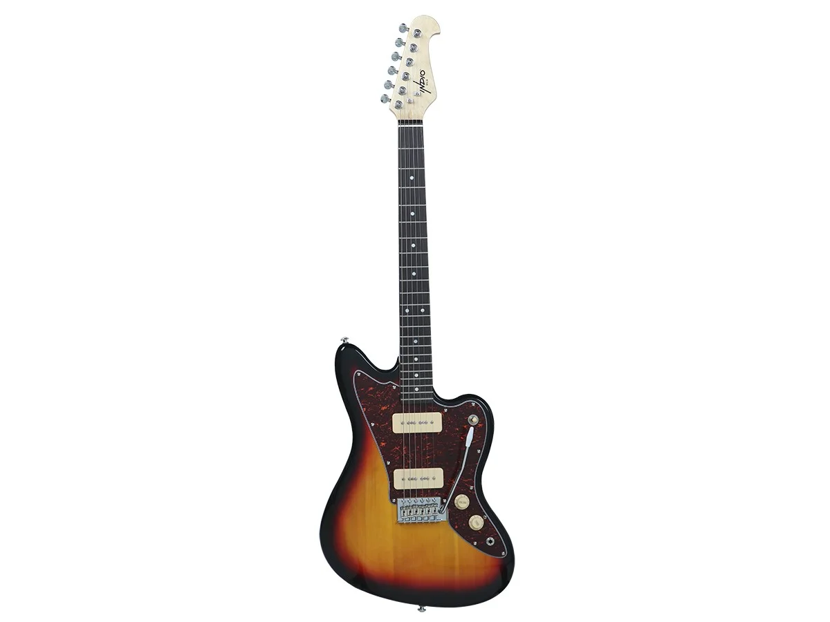 Monoprice Offset OS30 DLX Electric Guitar with Gig Bag - Sunburst, 6 String, Soapbar Pickups, Basswood Body, Maple Neck - Indio Series