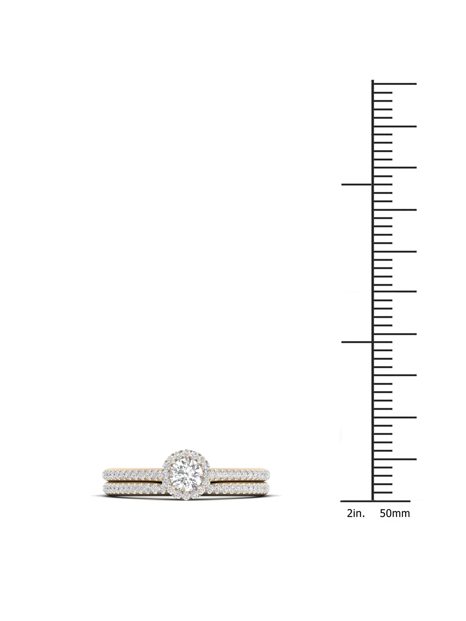 3/8Ct TDW Diamond 10k Yellow Gold Center Stone Halo Engagement Ring Set (I-J, I2)