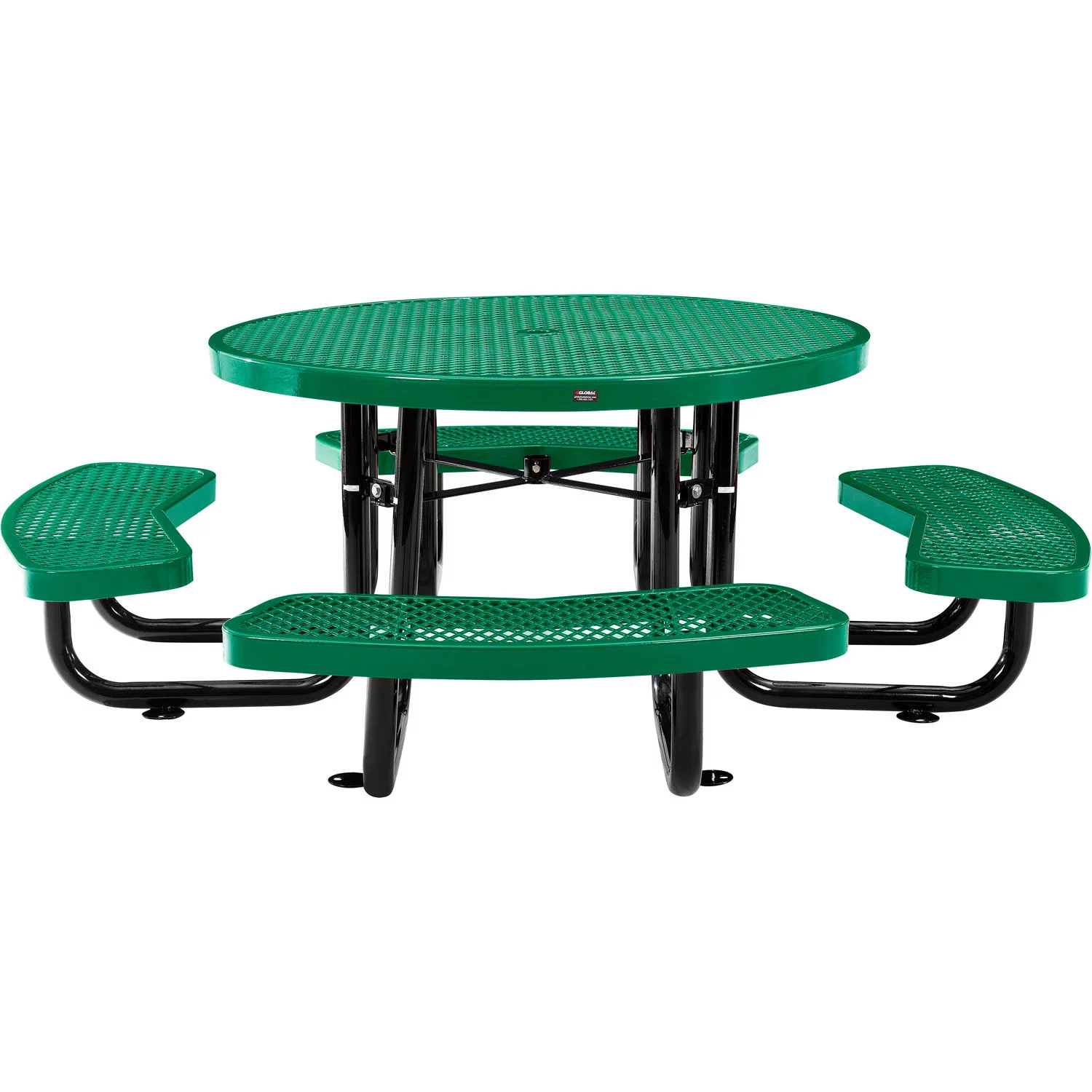 Global Industrial 277150KGN 46 in. Childs Round Outdoor Steel & Expanded Metal Picnic Table, Green