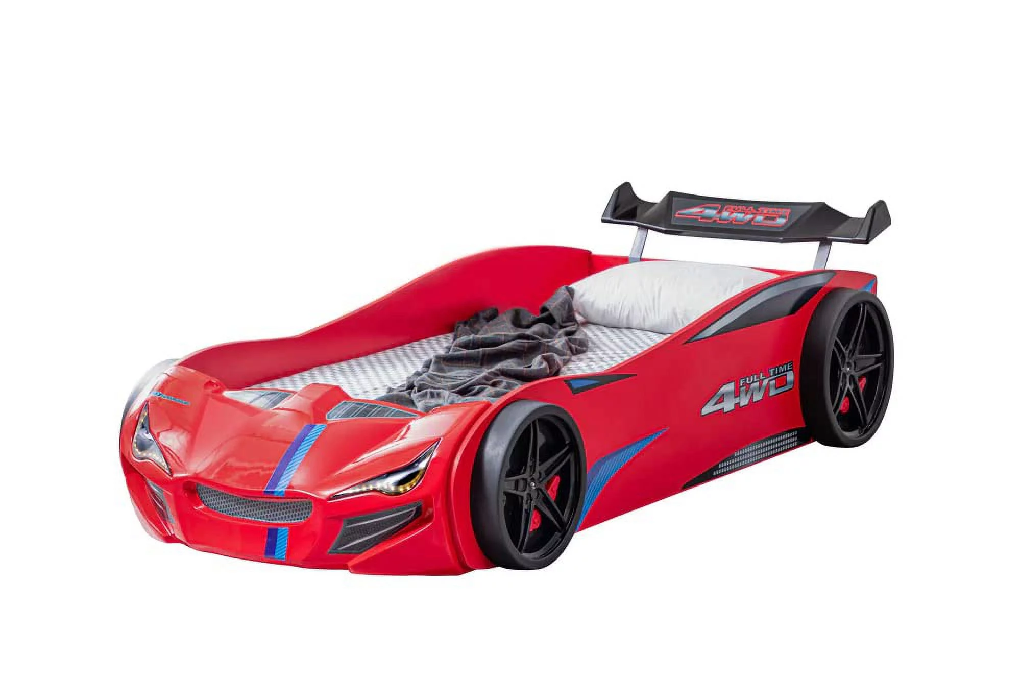 STAFFORA Kid Furniture, Race Car Twin Size Bed Frame, Car Beds for Kids and Toddlers (Red)