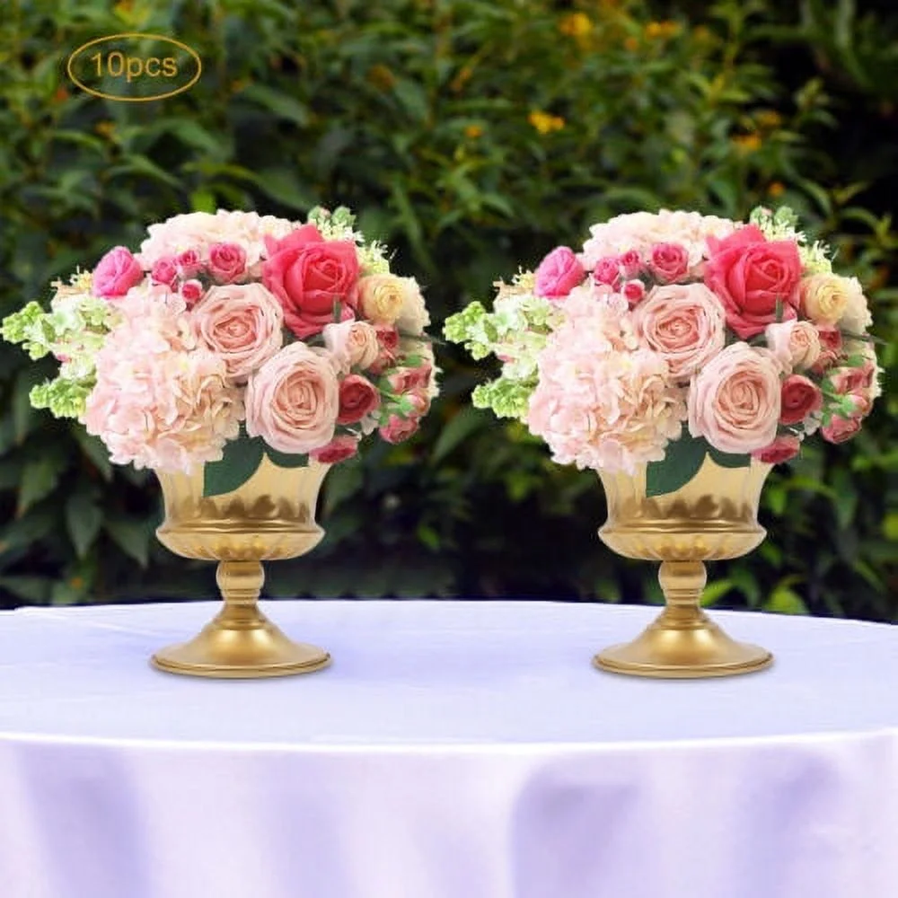 10Pcs 15cm Gold Metal Centerpieces Flower Vase Wedding Anniversary Party Decor