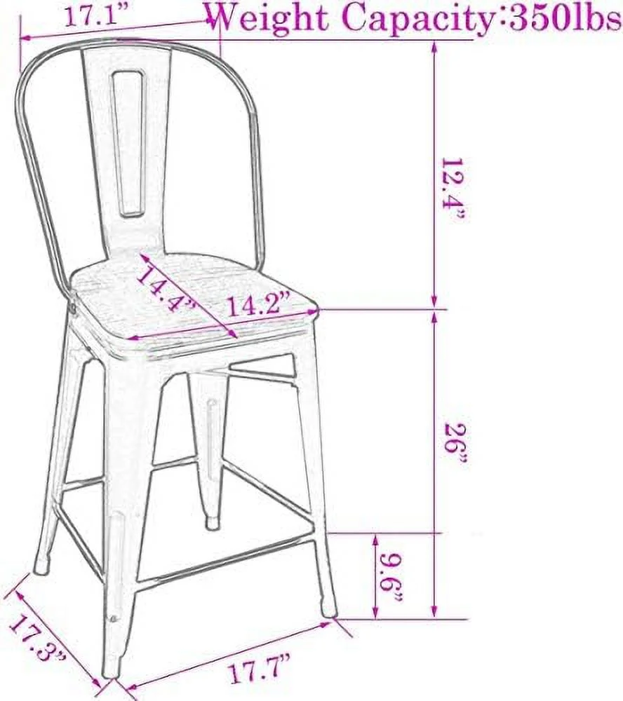 HOOMHIBIU Metal  Stools Counter Height Stool  Stools Set of 4 Kitchen Swivel Dining  Chairs (High Back Rusty Wooden  Swivel 26 inch)