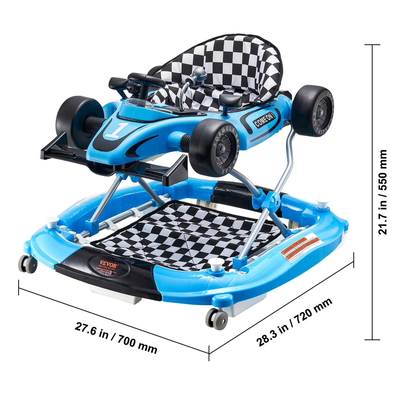 SKYSHALO Baby Walker 4 in 1, Foldable Height Adjustable Baby Walker with Wheels, Infant Toddler Walker with Foot Pads, Anti-Fall Baby Walkers and Activity Center for Boys and Girls 6-24 Months