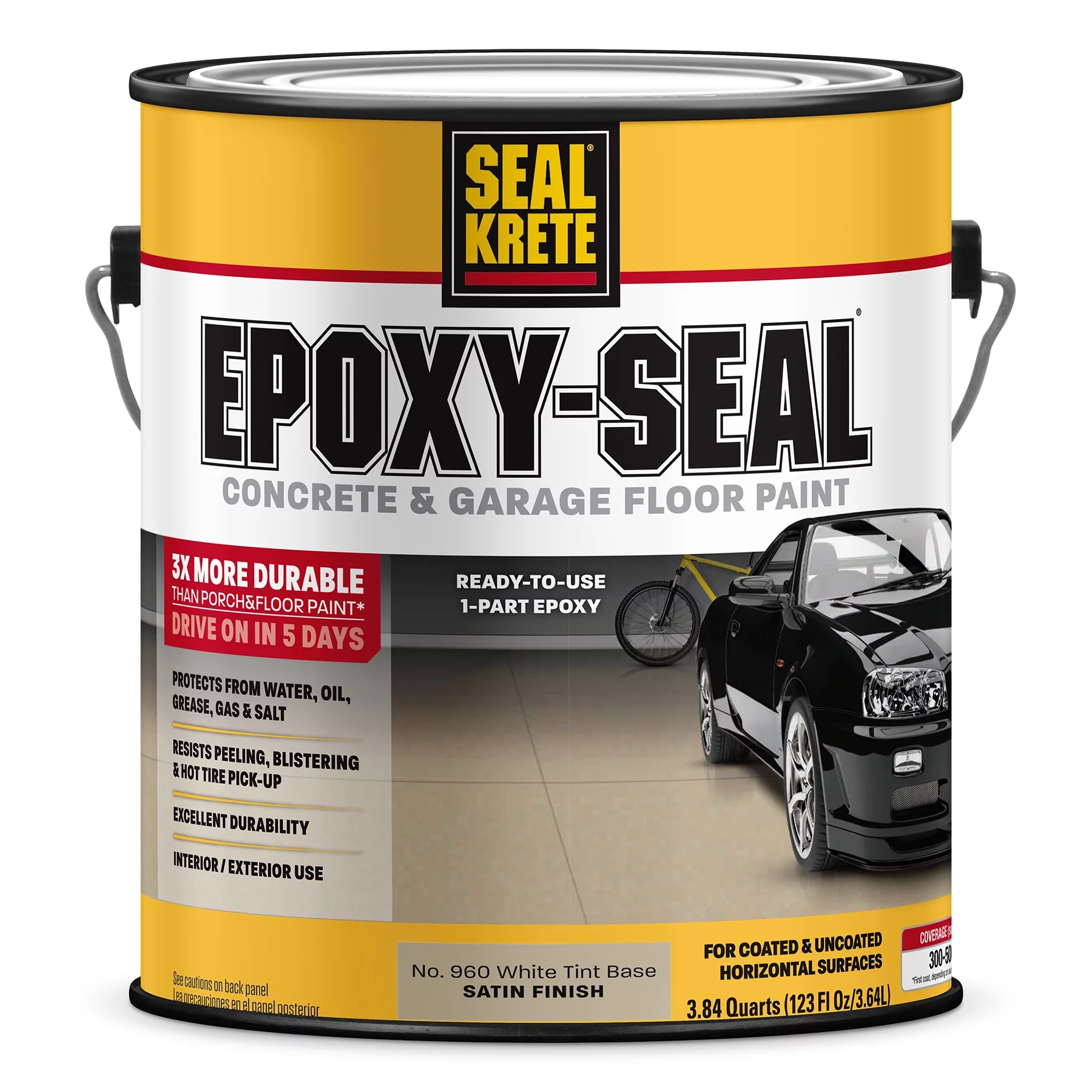 Satin White Tint Base, Seal-Krete Epoxy-Seal Concrete and Garage Floor Paint, 1 Gal