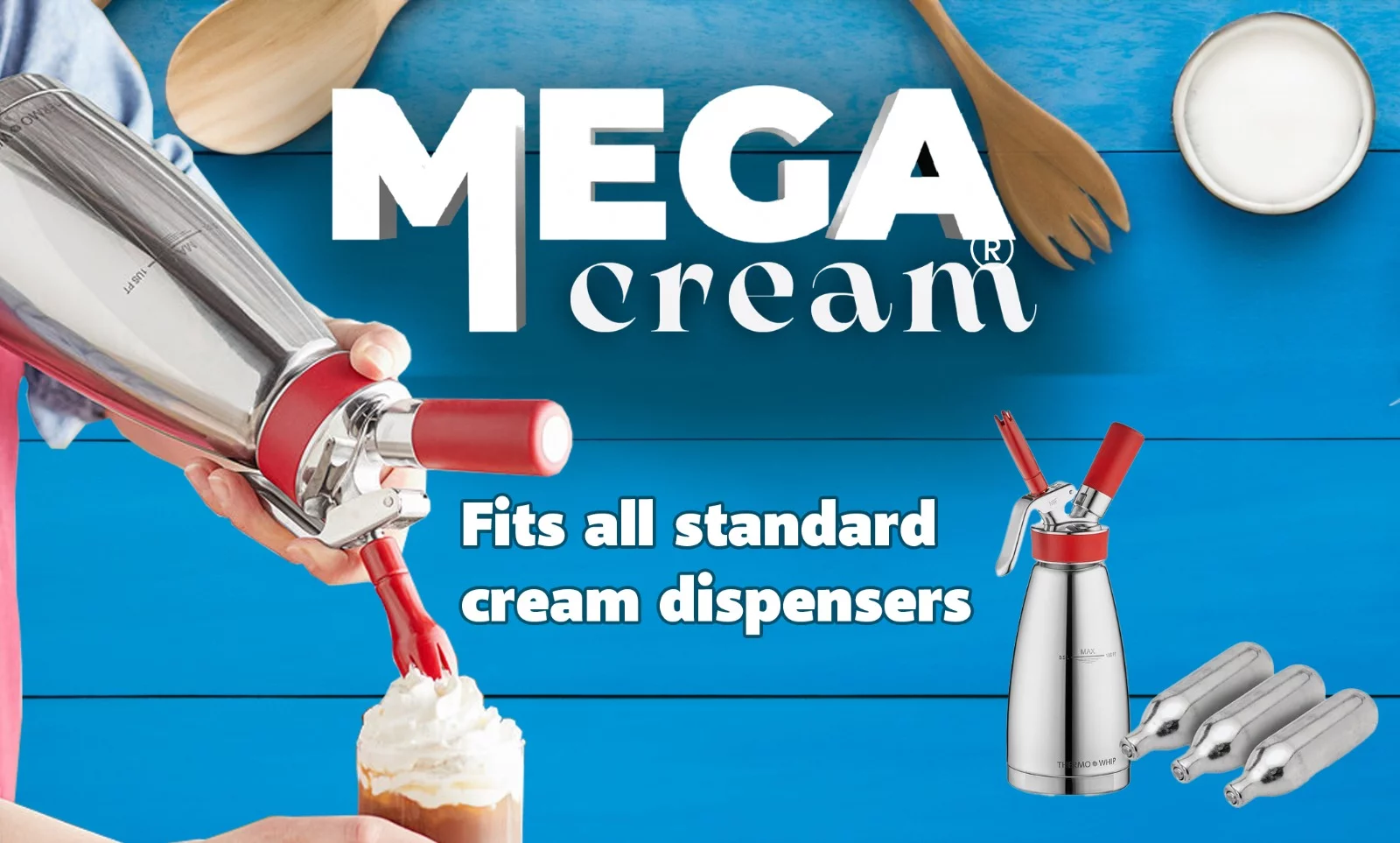 MEGA CREAM- VANILLA Whipped Cream Chargers, 24 Cartridges.