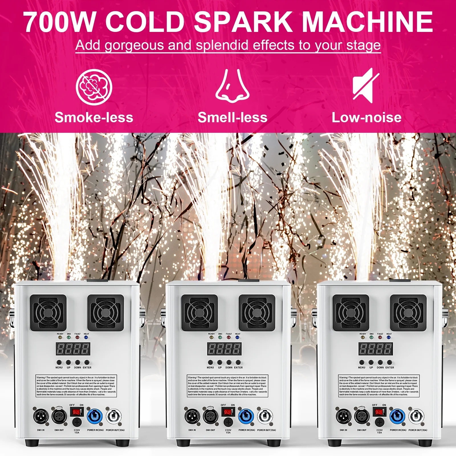 Cold Spark Firework Machine with Remote DMX Control Stage Equipment Special Effect Machine for Wedding Musical Show Opening/Ending Ceremony