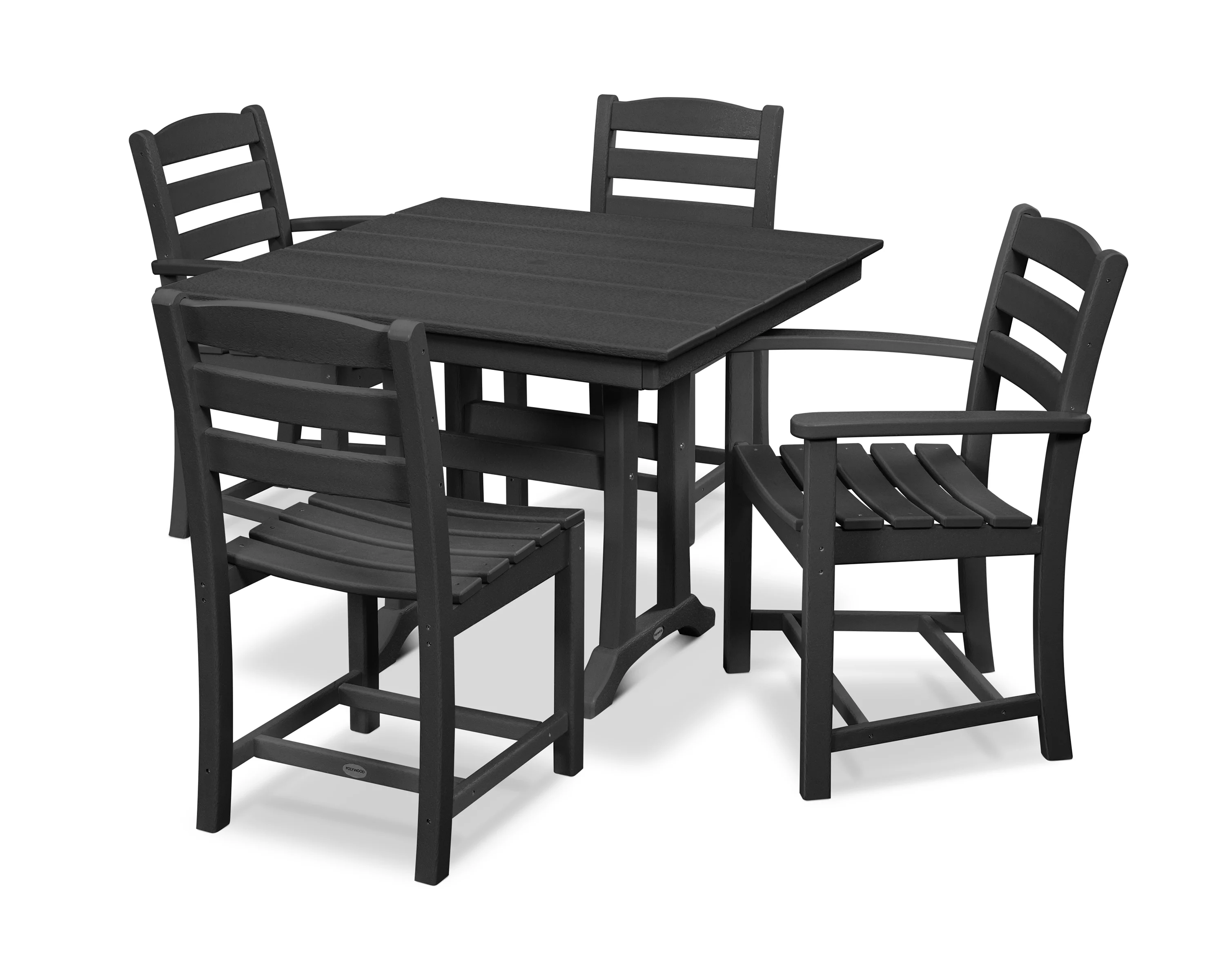POLYWOOD La Casa Café 5-Piece Farmhouse Trestle Dining Set in Black