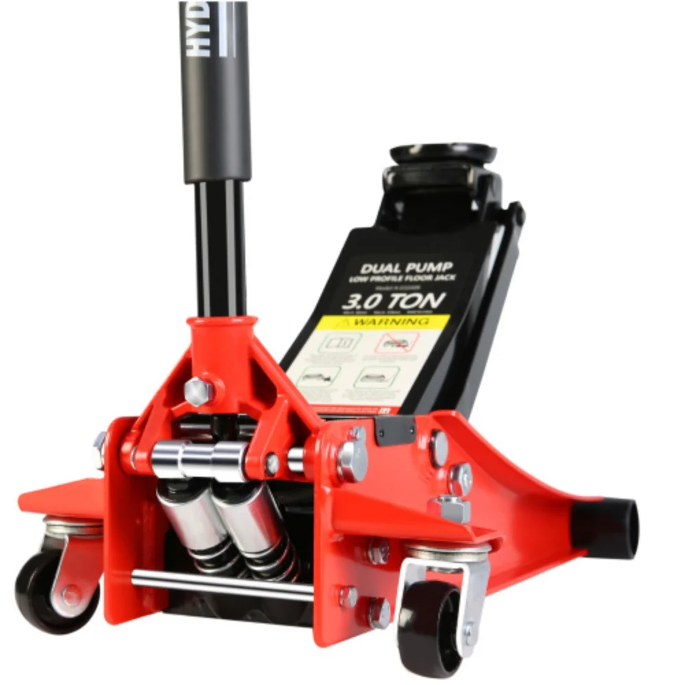 Hydraulic Low Profile and Steel Racing Floor Jack with Dual Piston Quick Lift Pump,3 Ton (6600 lb) Capacity, Lifting range 3.3