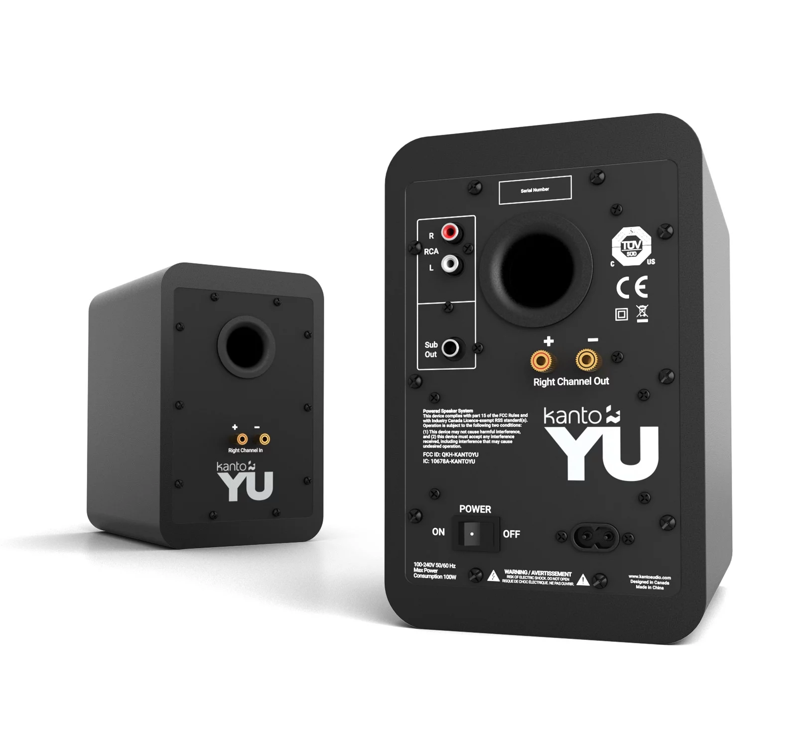 Open Box Kanto YU Matte Black Powered Bookshelf Speakers w/ BT 4.2 & RCA Input