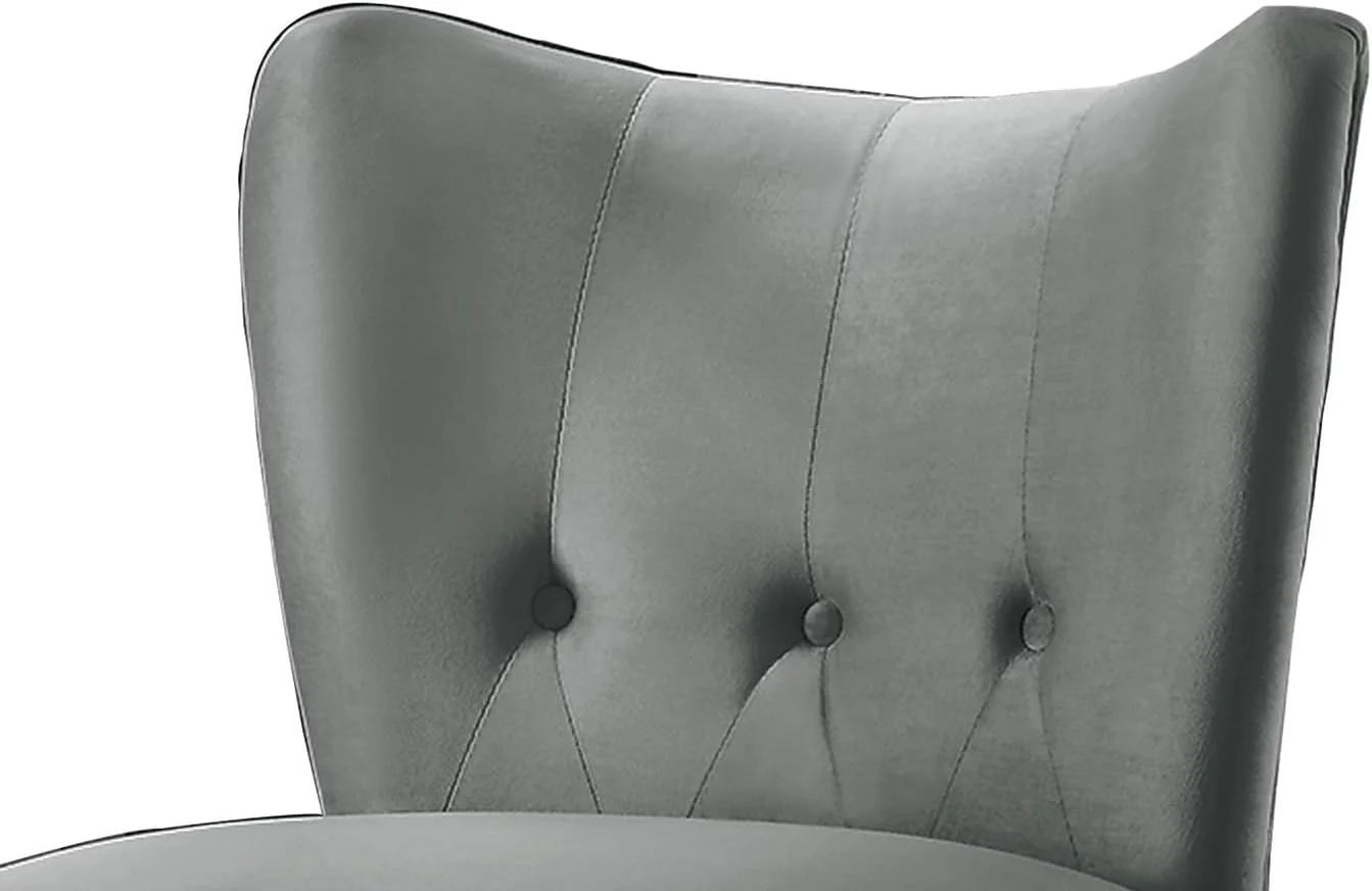 Upholstered Armless Accent Chair With Flared Back And Button Tufting, Gray