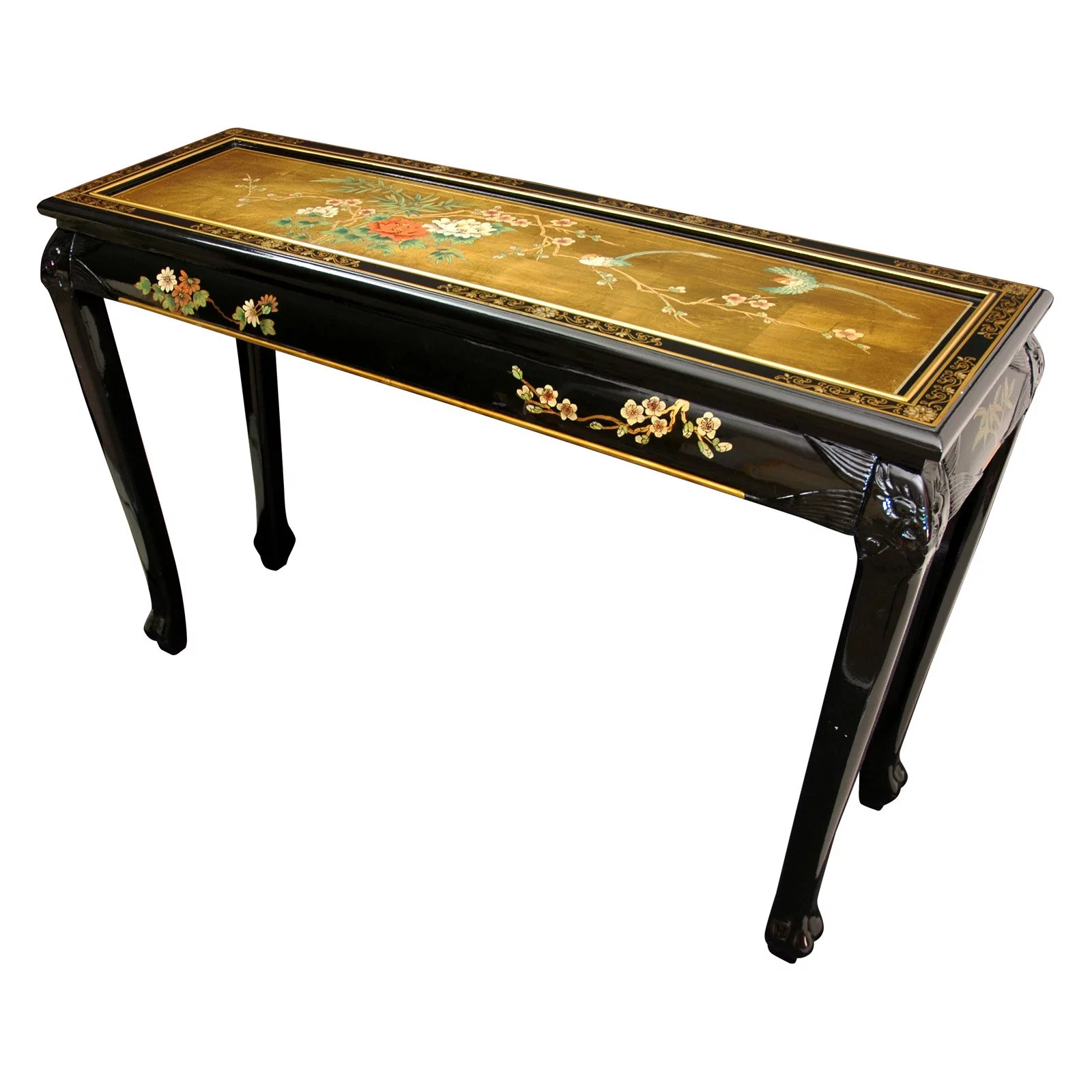 Oriental Furniture Claw Foot Console Table, Lacquer item, Exclusive item, Living room décor,