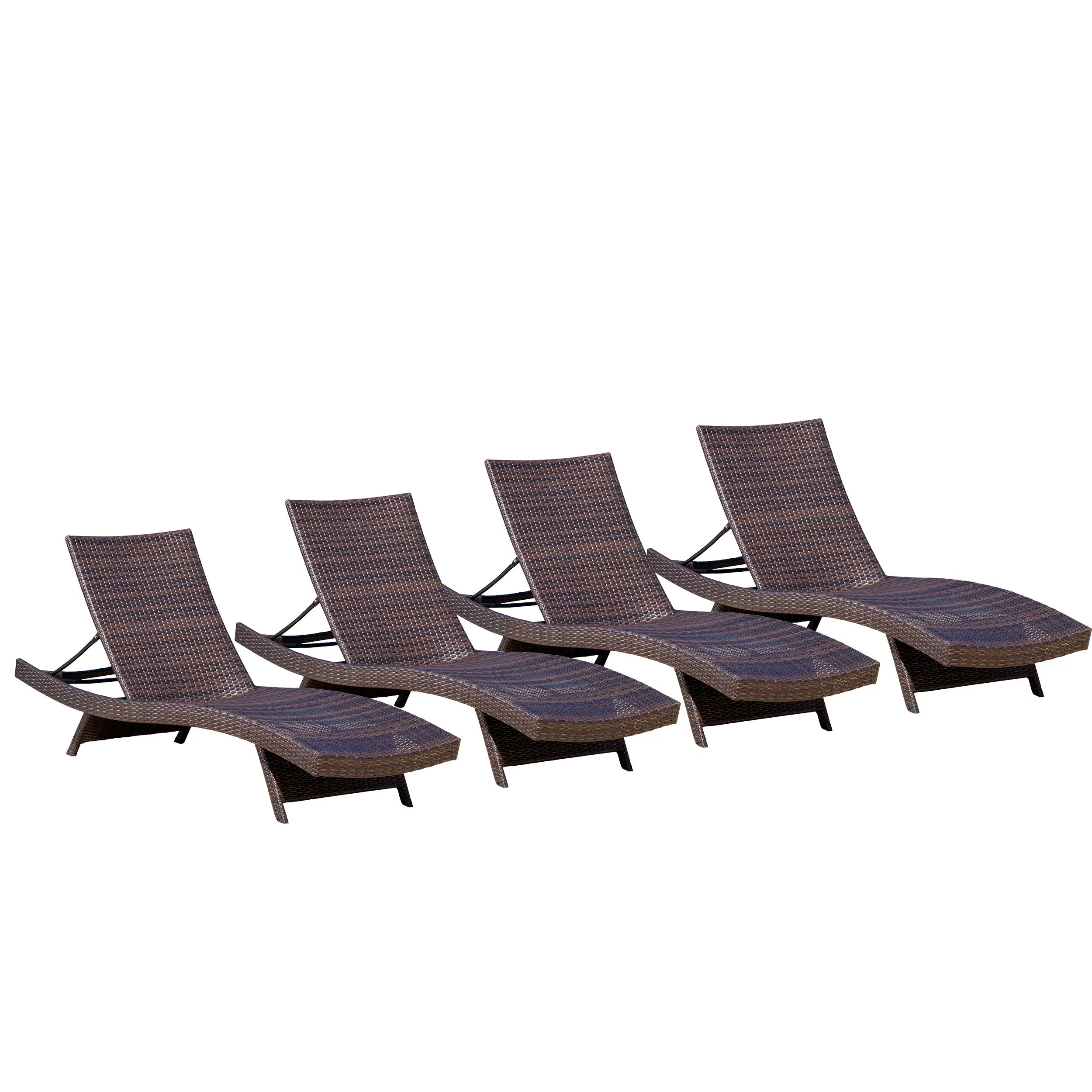 Outdoor Brown Wicker Lounge (Set of 4)