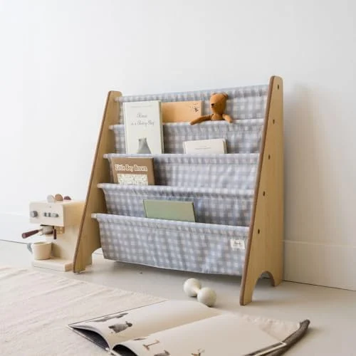 TJRUOPG Recycled Fabric  Bookshelf \u2013  & Toddler Book Rack for Book  \u2013 Children's Bookcase Display for Nursery  Playroom or  Room in Terrazzo Cream Ages 3+