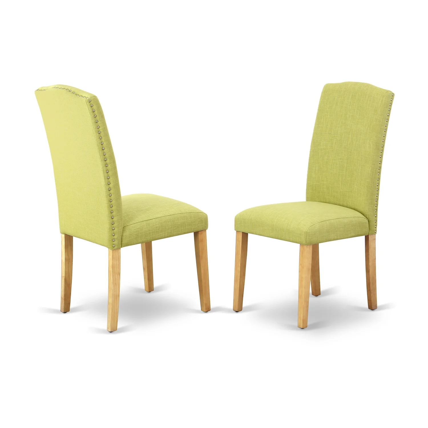 HomeStock Rustic Revival 3Pc Square 36 Inch Table And A Pair Of Parson Chair With Oak Leg And Linen Fabric Limelight