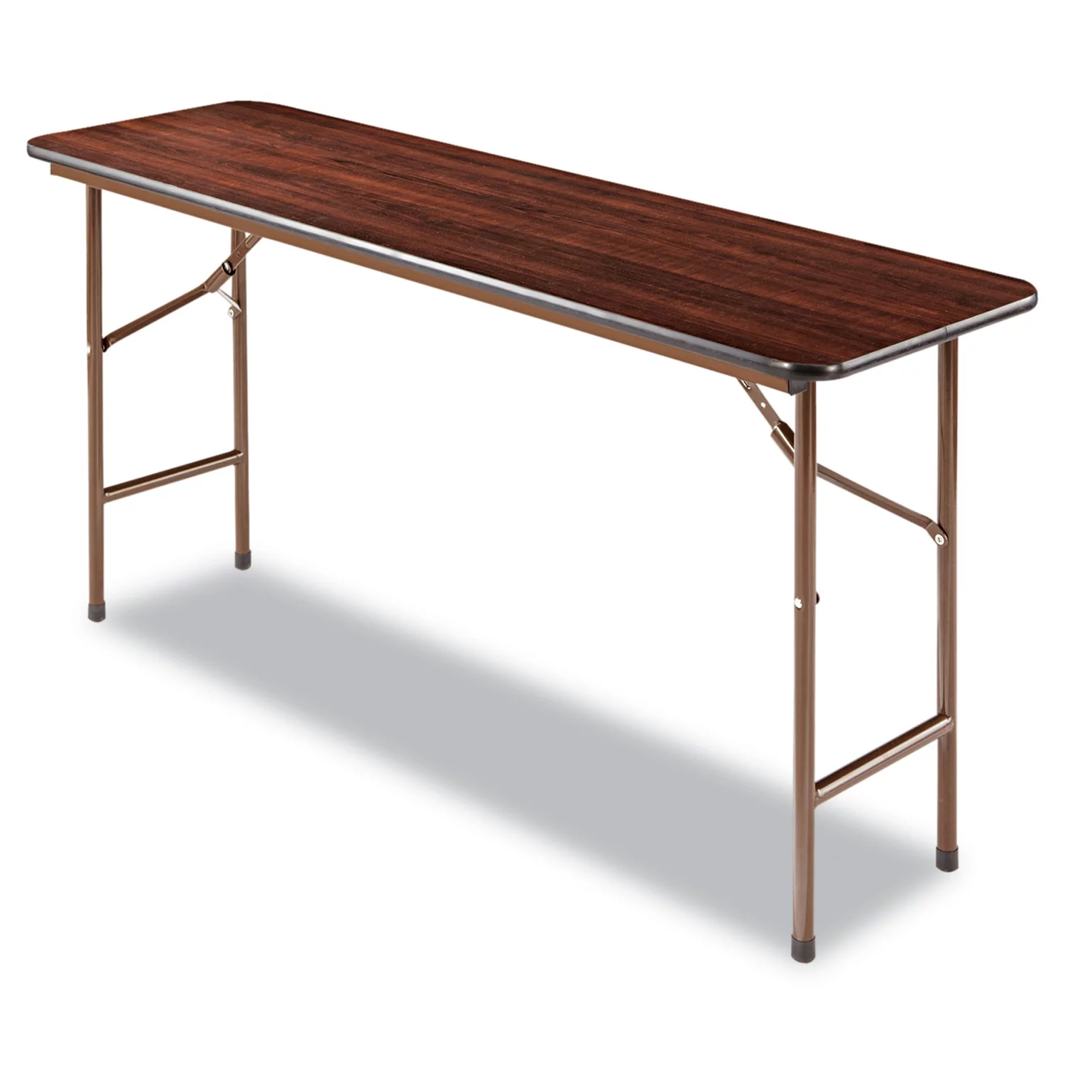 Alera Wood Folding Table, Rectangular, 59 7/8w X 17 3/4d X 29 1/8h, Mahogany