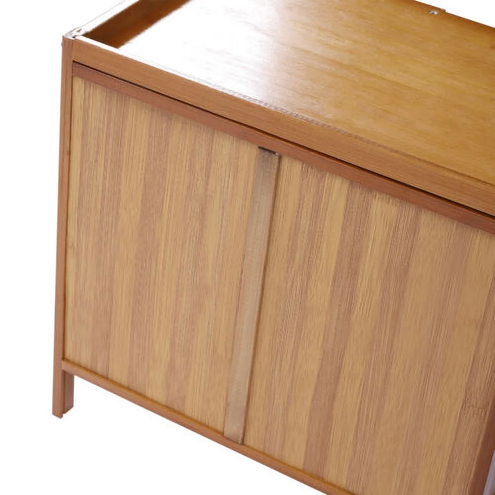 Bamboo Nightstand with 3 Drawers+Cabinet Large Capacity Bedside Table 42*30*40cm