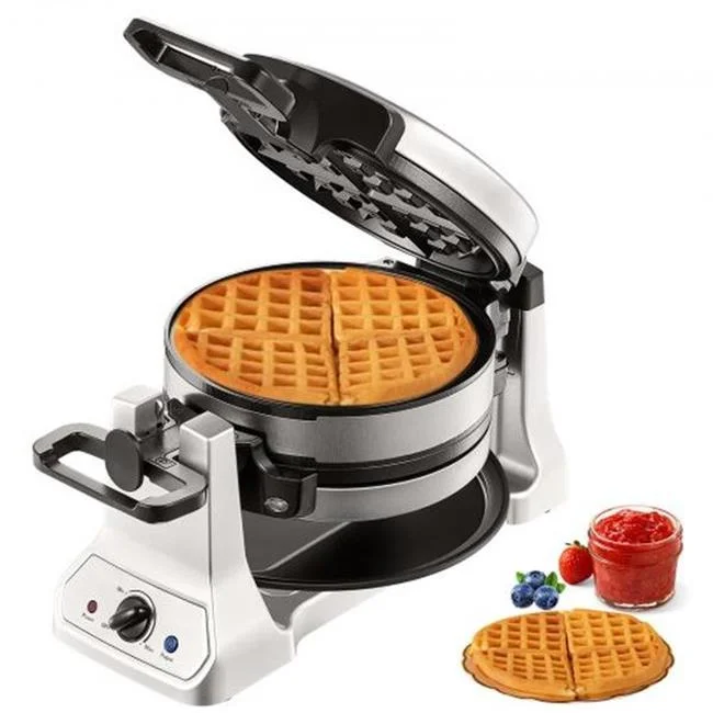 VEVOR 1400W Round Waffle Maker - 2-Layer, Non-Stick, Rotatable