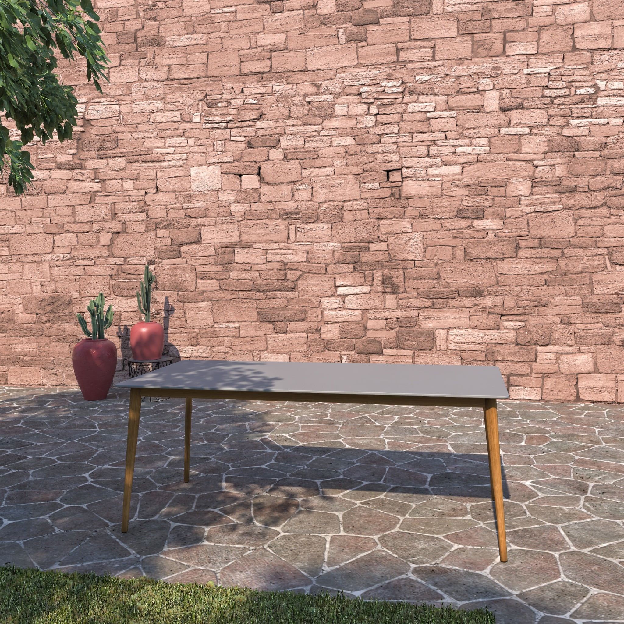 Amazonia Brighton 9-Piece Patio Rectangular Dining Table Set | Eucalyptus Wood | Ideal for Outdoors and Indoors