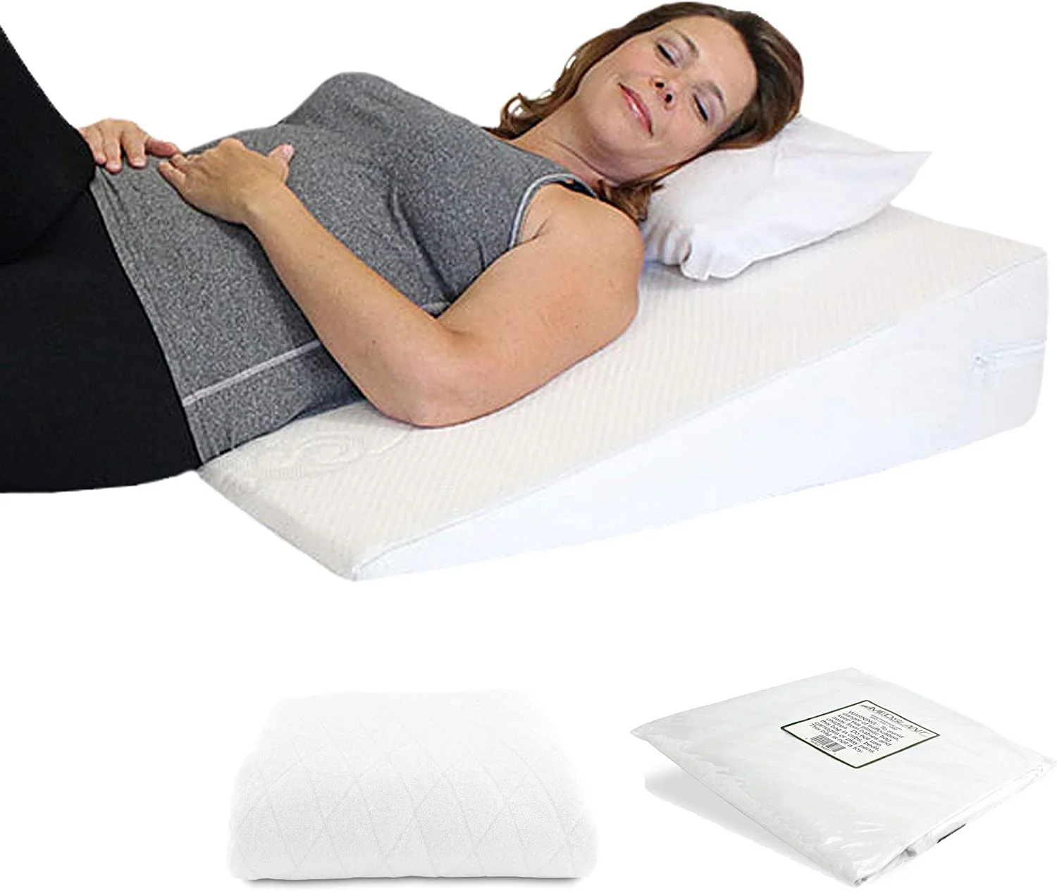 Wedge Pillow - Memory Foam Overlay - 31x28x7 Recommended for Acid Reflx & Other Sleep Issues