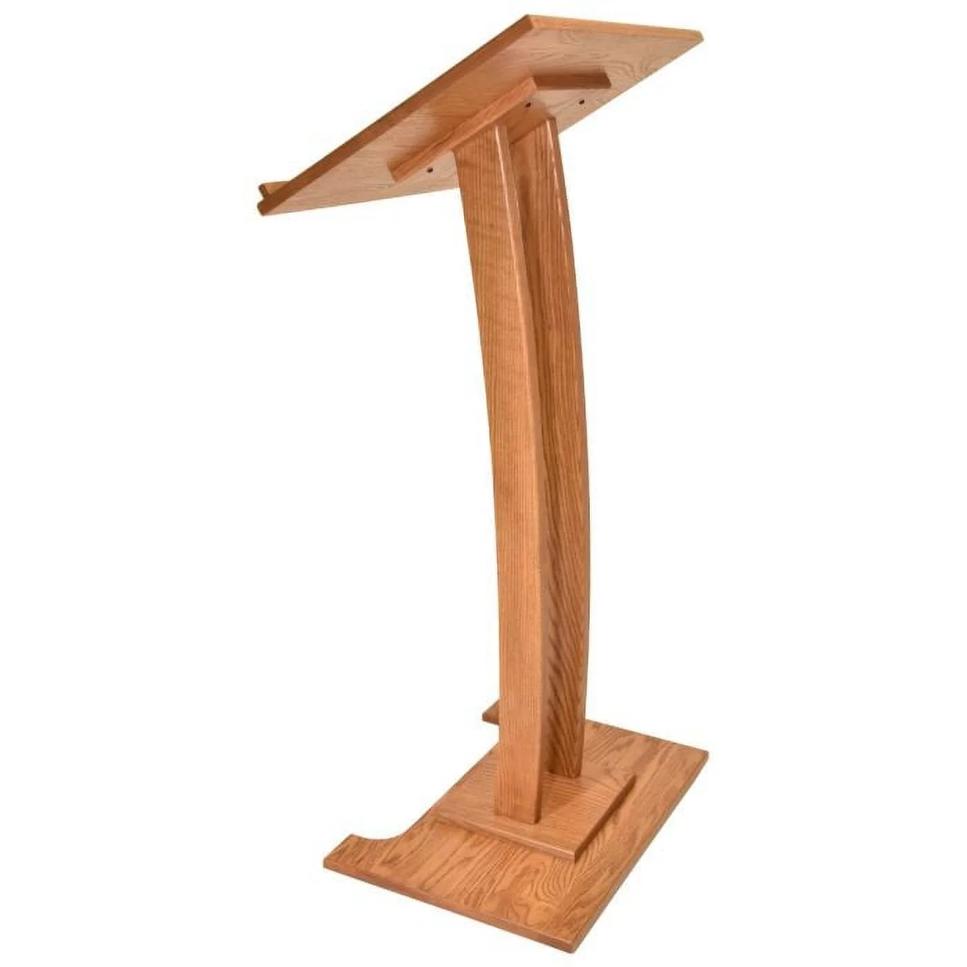 Kingdom Modern Curved Oak Wood Pulpit, Stand Up Church Lectern, Slanted Conference Pulpit for Speakers, Speeches and Other Occasions