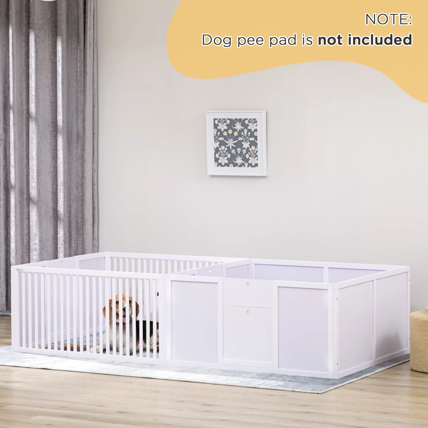 ZJbiubiuHome PawHut Whelping Box for Dogs Built for Mother‘s Comfort  Dog Whelping Pen with Removable Doors  Puppy Playpen for Indoors  Newborn Puppy Supplies &   81” x 39” x 20”