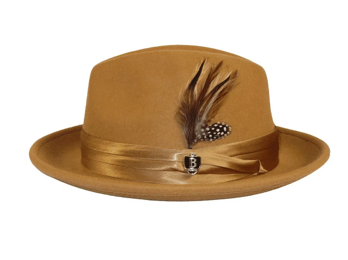 Men Bruno Capelo Dress Hat Australian Wool Crushable Fedora Giovani Un103 Camel