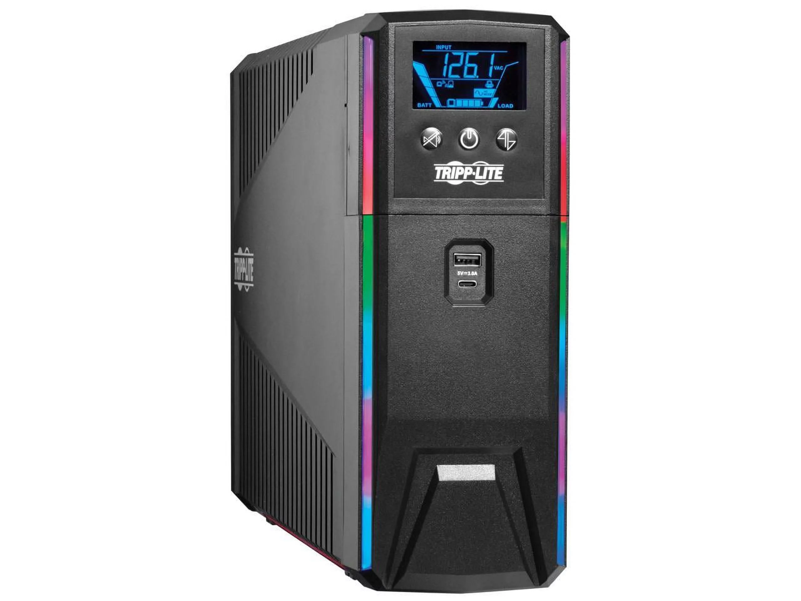 Tripp Lite UPS 1200VA 720W 120V Pure Sine Wave Gaming UPS Battery Backup - LCD, AVR, RGB LEDs, USB Charging, Power Saving