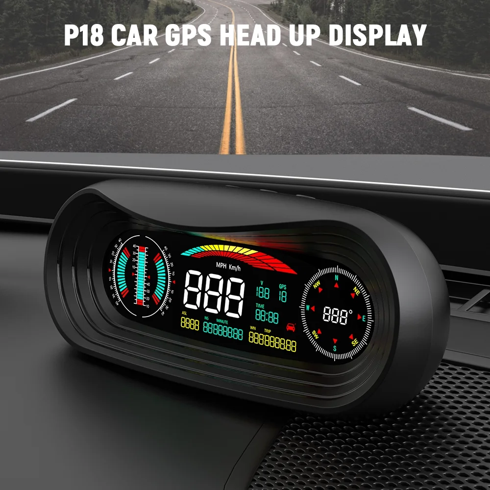 ANCEL P18 Car Digital GPS HUD Gauge Head Up Display Speedometer Turbo RPM Temp