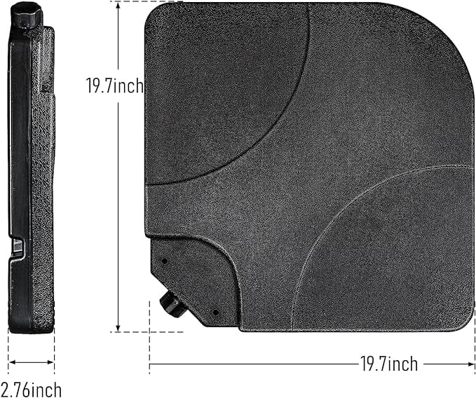 Artpuch 4pcs Square Offset Umbrella Base Plastic Cantilever Patio Umbrella Base, Water/Sand Filled Umbrella Base (176lbs, Dark Black)