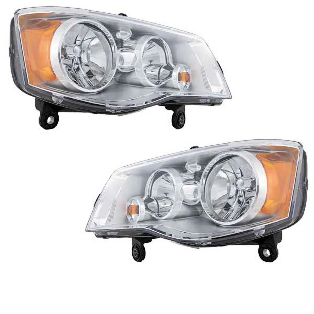 For 08-16 Town Country & 11-20 Grand Caravan Headlight Headlamp w/Bulb SET PAIR