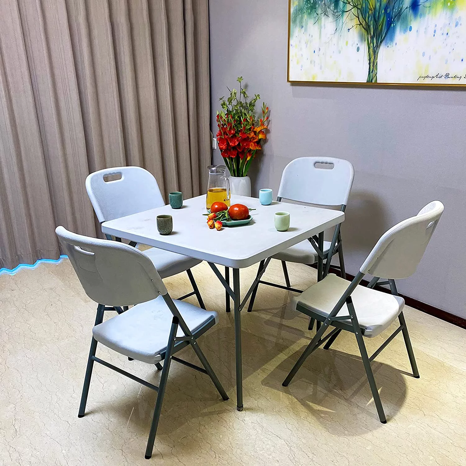 SUGIFT Set of 4 Resin Folding Chair White