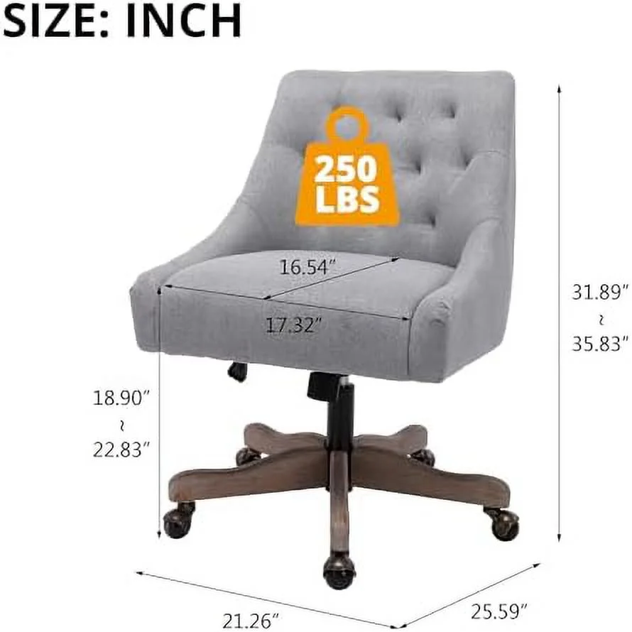 JYHOME Home Office Chair  Adjustable Upholstered Computer Desk Chair with  Degree Swiveling Base  Ergonomic Task Chair Vanity Chair for Office  Living Room  Studying  Brown