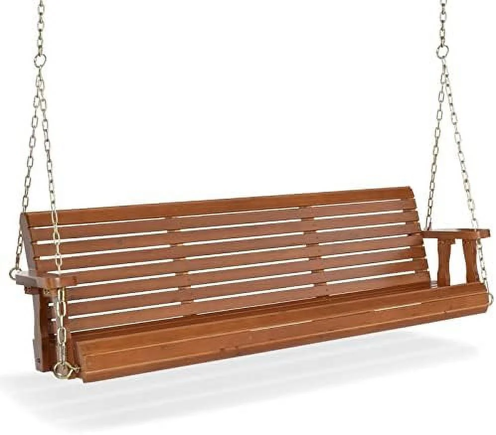 MQLIFEBOOM Upgraded Patio Wooden Porch Swing for Courtyard & Garden  Heavy Duty 880 LBS Swing Chair Bench with Hanging Chains for Outdoors (5 FT  White)