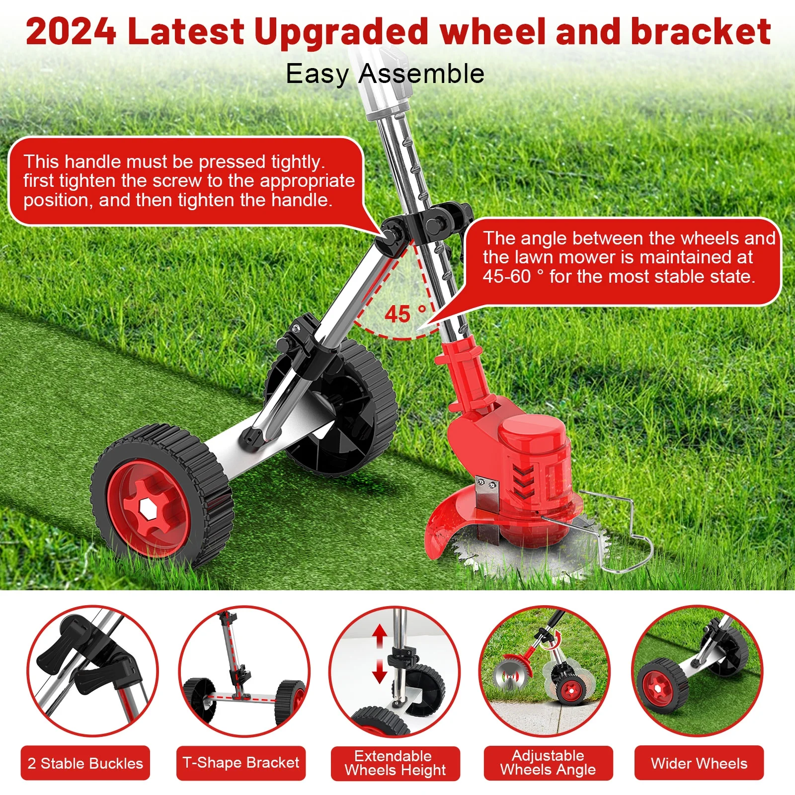 Weed Wacker Cordless Electric Grass Trimmer & Edger, Tanbaby 6 inch Weed Eater Kit with Upgraded Wheels