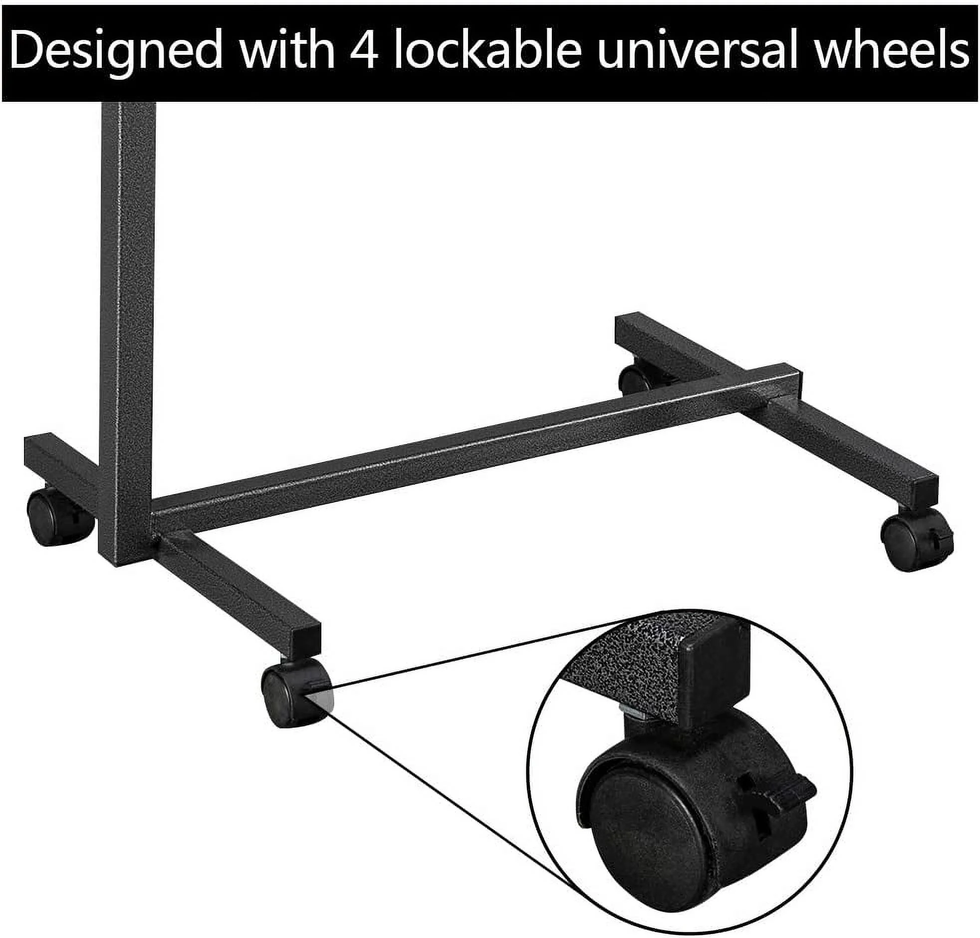 Tilting Overbed Table,Multifunctional Adjustable Bedside Table,Medical Adjustable Overbed Bedside Table with Wheels & Brake for Hospital and Home Medical Use,Silver Grey