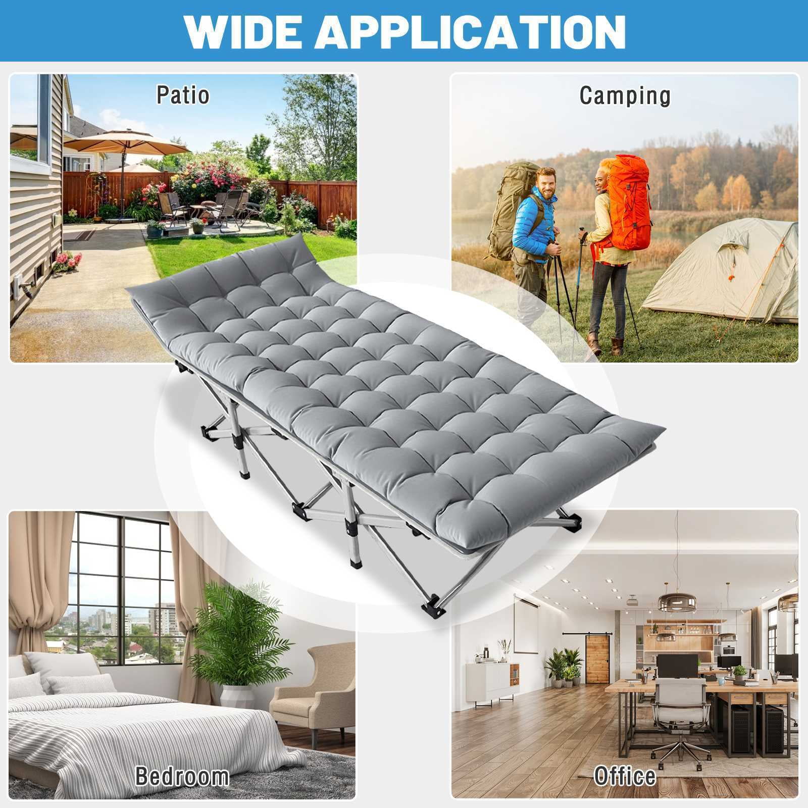 Adult Adjustable 4-Position Cots Folding Camping Cot Heavy Duty Bed  W/Mattress