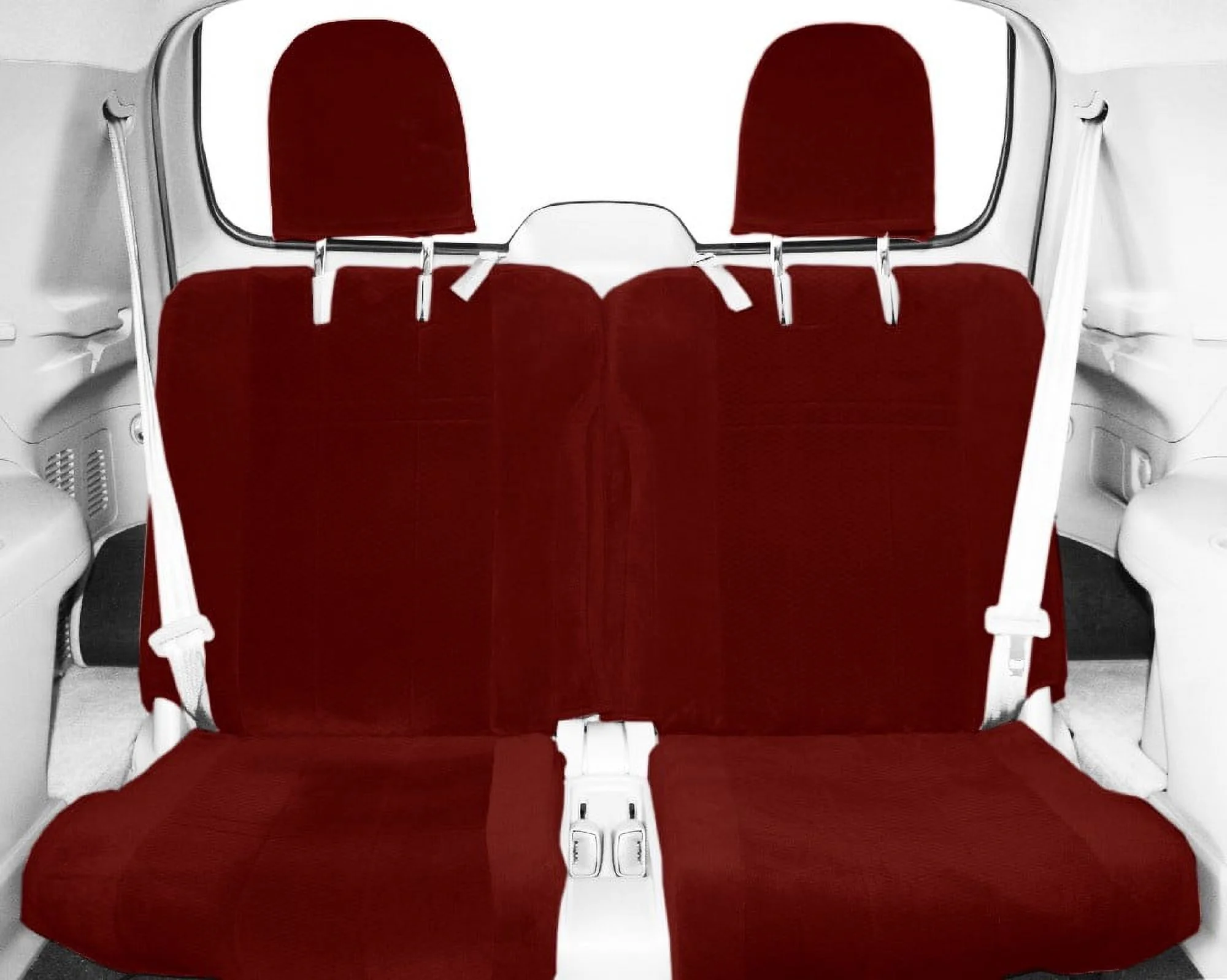 CalTrend Rear 50/50 Split Bench O.E. Velour Seat Covers for 2014-2020 Nissan Rogue - NS253-02RS Red Monarch Insert with Classic Trim